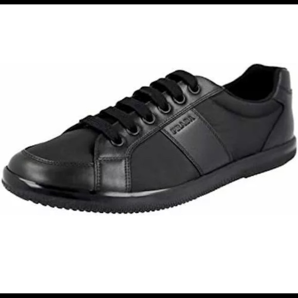 Prada Men's Nylon Leather Sneaker, Black 4E2845 - Picture 1 of 12